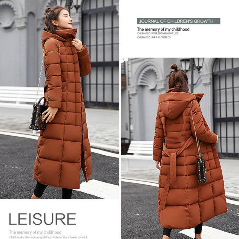 Ladies Down Hooded Cotton Jacket Winter Fashion Plus Velvet Thickening Warm Cotton Jacket Long Plus Size Slim Jacket