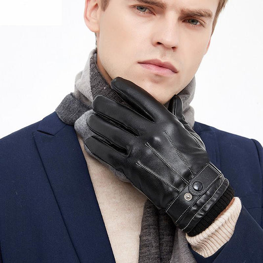 Plush Cotton gloves Windproof gloves Winter Warm Leather gloves Thick gloves Man fashion gloves