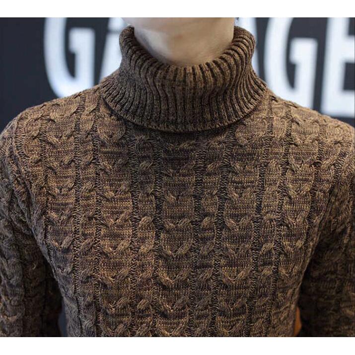 Turtleneck Sweater Men Wool Pullover Mens Sweaters Solid  High Neck Male Sweter Shirt Jumper Casual