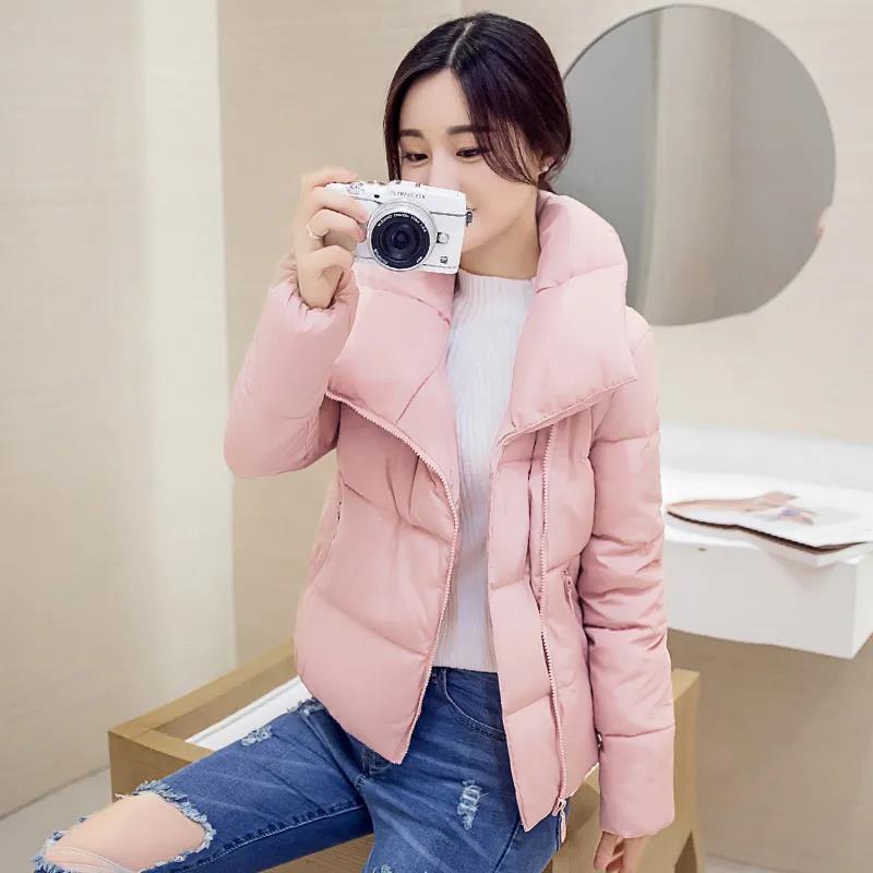 Winter Short Ladies Down Jacket Korean Fashion Loose Thick Large Size Cotton Turtleneck Jacket