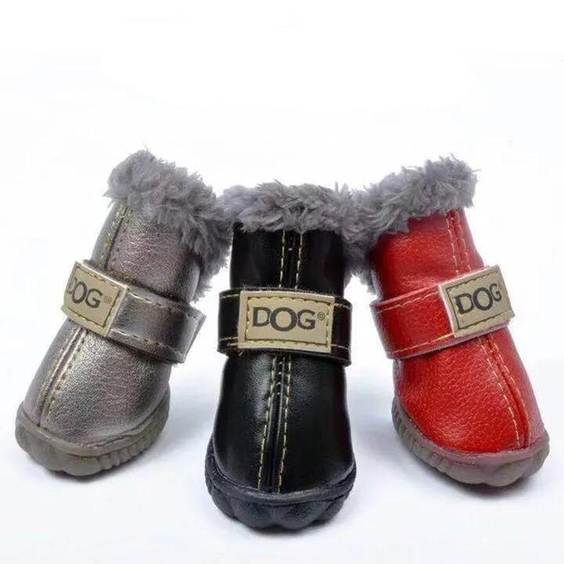 Dog Shoes Teddy Cotton Shoes Autumn and Winter Pet Snow Boots Non-slip Small Dogs Warm and Velvet Puppy Bichon Hiromi Pet Dogs Cat Walking Shoes