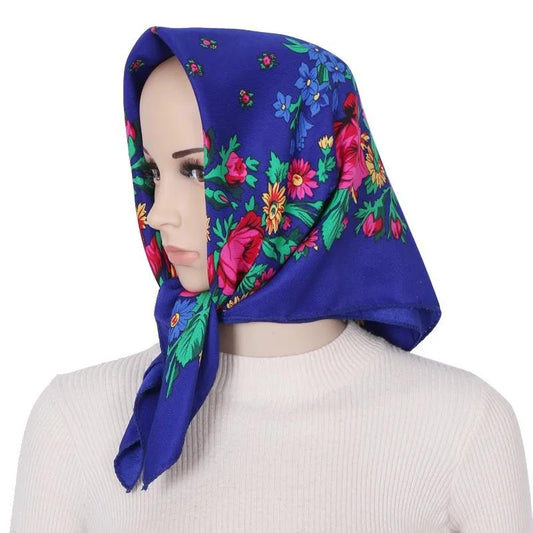 70x70cm Women's Head Scarf Printed Square Scarf Printed Cotton Warm Square Scarf Folk-custom Soft Neck Collar Neckerchief Winter Thermal Square Scarf