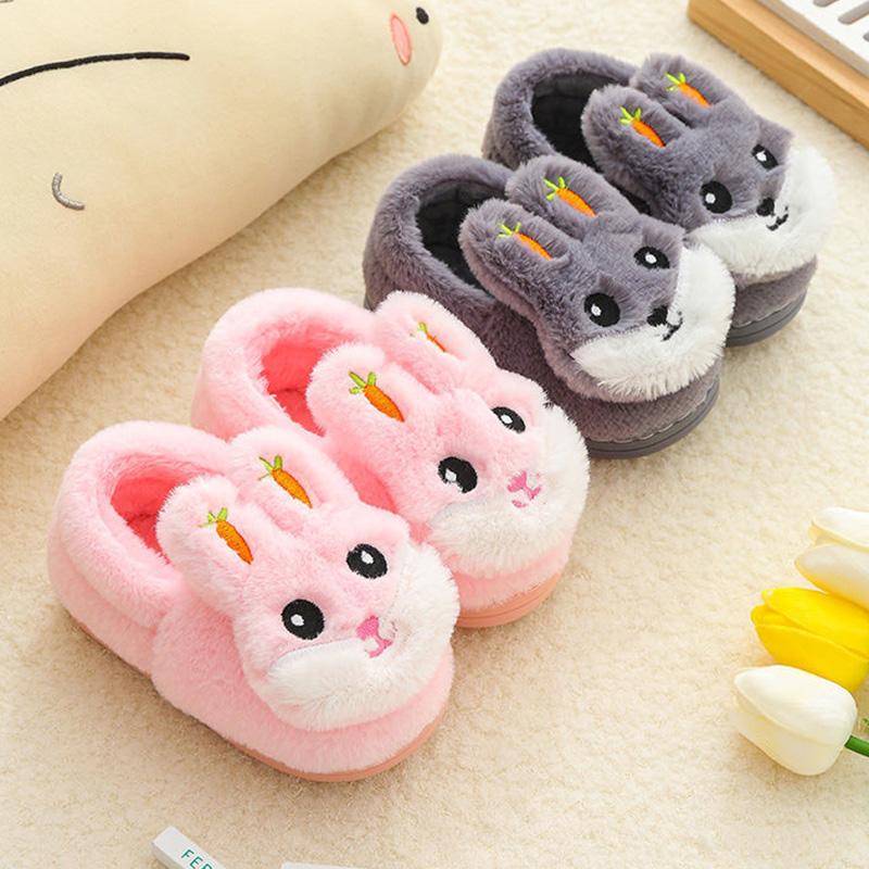 Kids Cotton Slides Autumn Winter Indoor Non-slip Cute Rabbit Non-slip Kids Shoes Home Slippers Fashion Baby Boys Girls Slippers