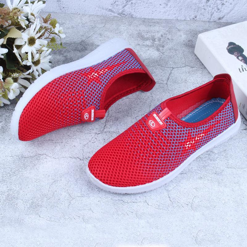 Women's Spring and Summer Breathable Hollow Mesh Shoes Middle-aged and Elderly Mothers Comfortable Non-slip One-step Shallow Shoes