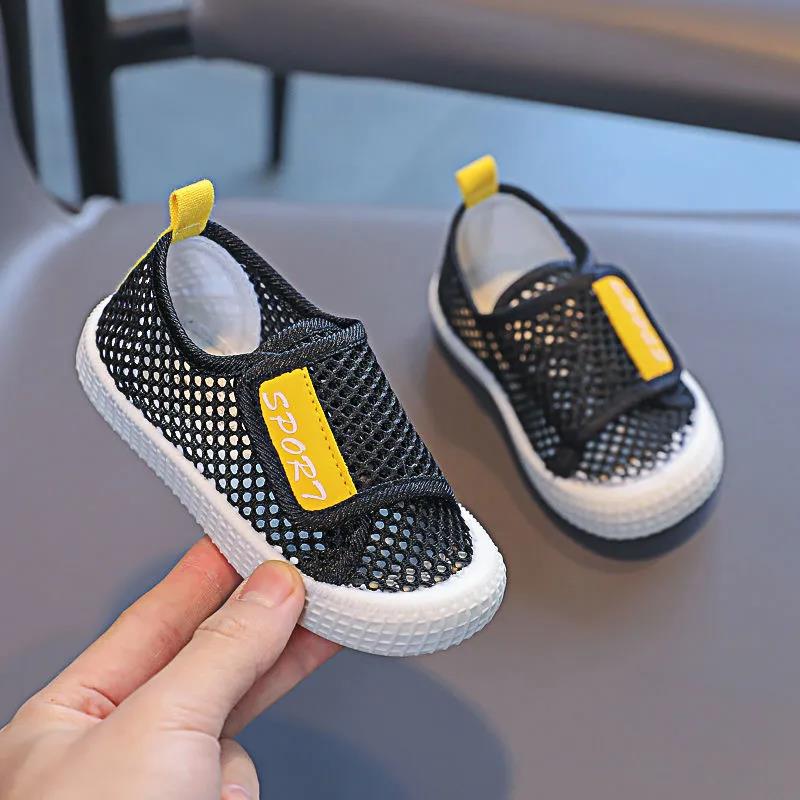 Kids Spring Summer Shoes Girls and Boys Soft Sole Sports Shoes Solid Color Anti-slip Casual Mesh Flat Shoes