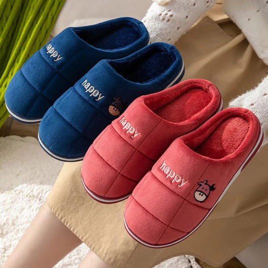 Winter Women's Indoor Cotton Slippers Thick-soled Non-slip Household Couple Slippers Warm Thick Plush Slippers