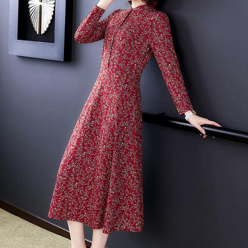 High-end Western Style Long-sleeved Dress Spring Autumn and Winter Middle-aged Women's Temperament Long Skirt