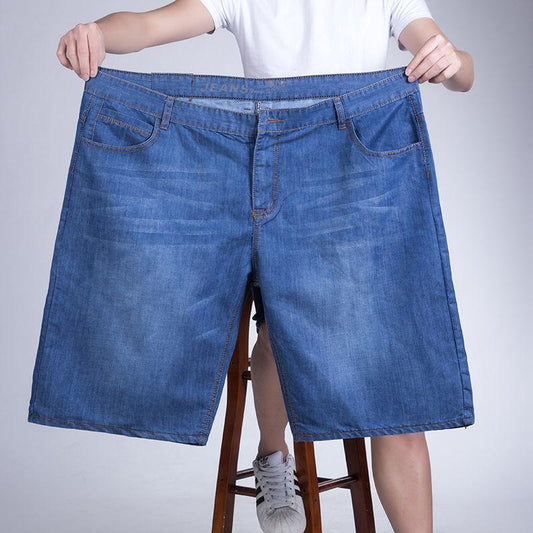 Summer Men's Thin Denim Shorts Fat Five-point Pants Plus Fat Plus Loose Short Jeans