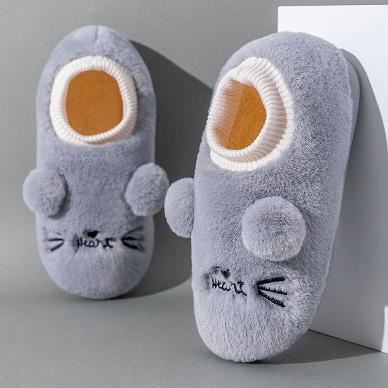 Autumn and Winter Cotton Slippers Cute Cat Design Cotton Slippers, Indoor Warmth Leisure and Entertainment, Flat Cotton Shoes