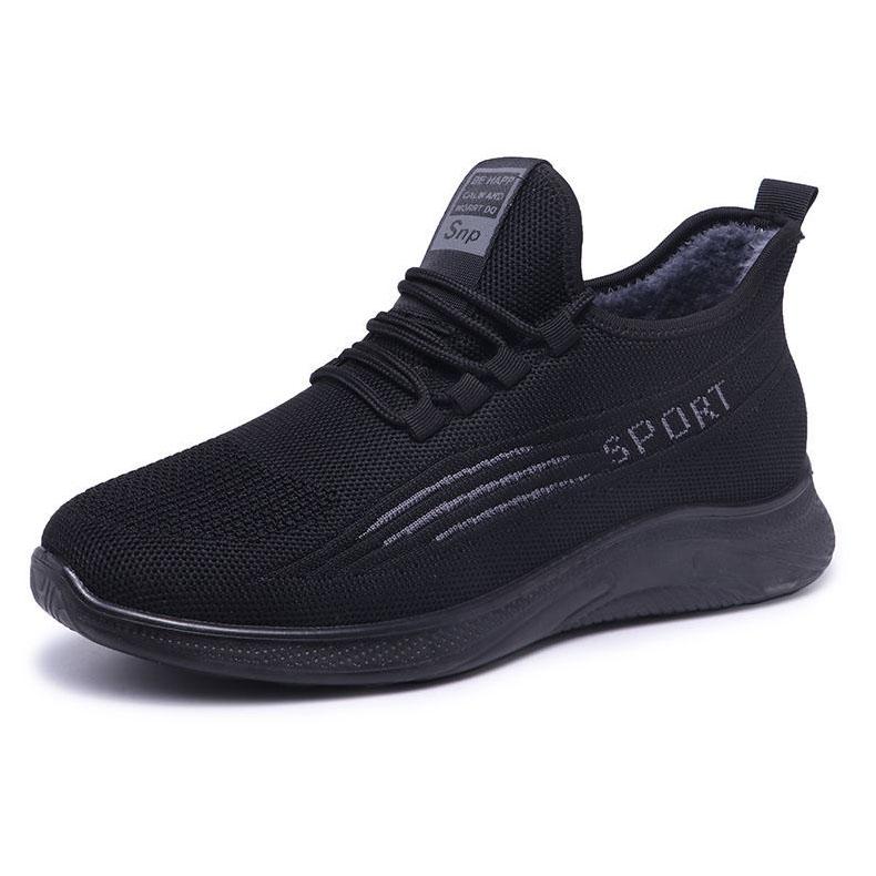 Winter Plus Size Men's Cotton Shoes Soft Soled Plush Sneakers Male Warm Solid Color Flat Shoes Anti Slip Casual Shoes