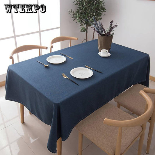 Simple Modern Solid Color Tablecloth Cotton Linen Table Cloth Rectangular Coffee Tablecloth