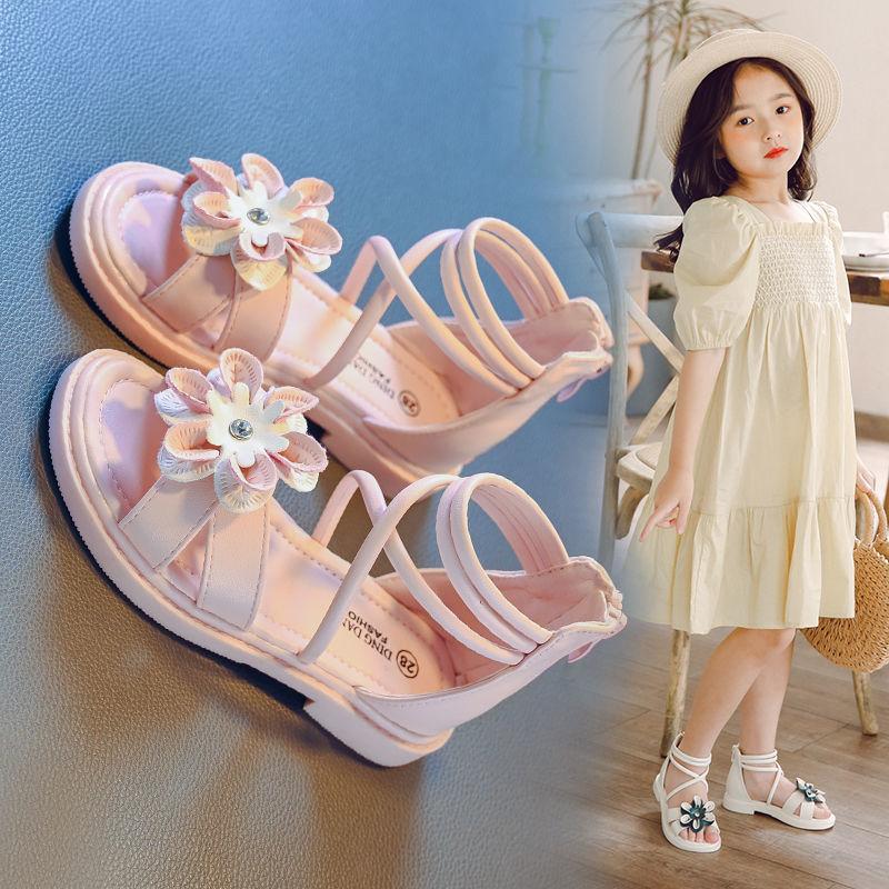 Girls Sandals Summer Children's  Princess Shoes  Roman Shoes Soft Sole Sandals for Kids