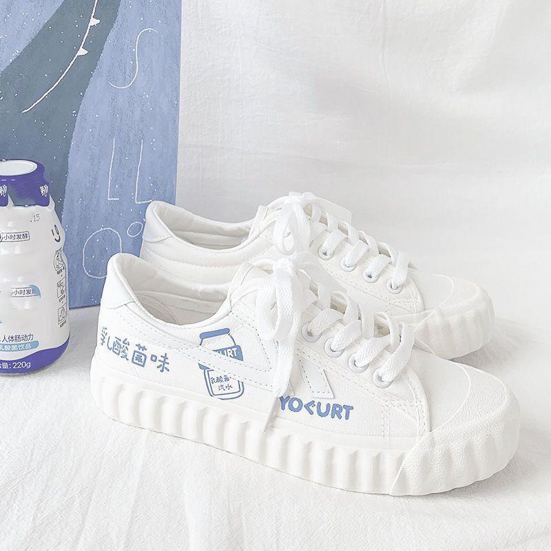 Hyuna Style Cow Canvas Shoes Female Student Korean Style White Shoes All-match Spring Trendy Sneakers