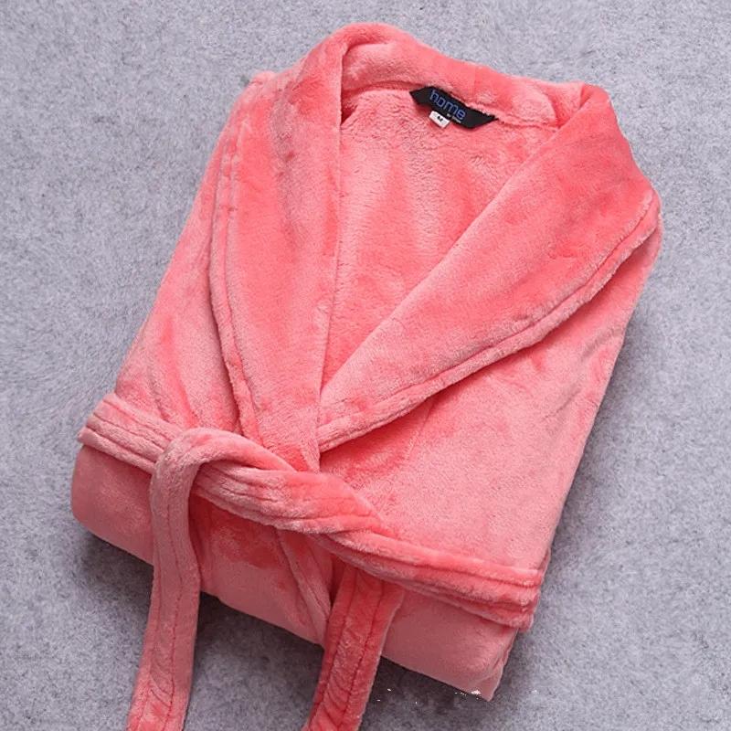 Autumn Winter Flannel Nightgown Robe Thick Long Coral Fleece Bathrobe Loose Pajama Dress Women's Winter Warm Long Sleeves Sleepwear