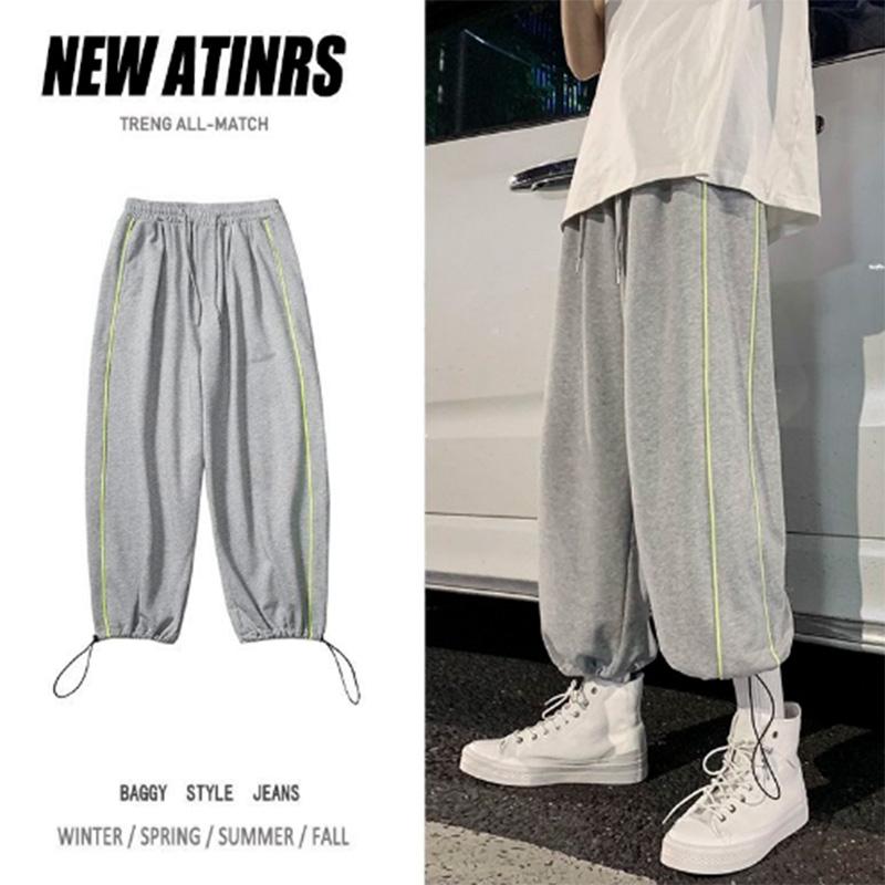 Pants Men's Loose Solid Color Wide Legs Tide Brand Casual Ninth Pants Youth Sports Pants