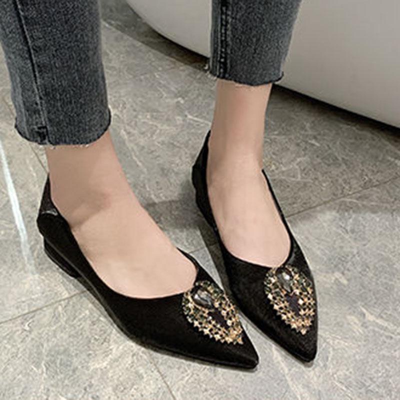 Plus Size 35-40 Summer Women Slippers Outdoor Bohemian Beach High Heels Wear-resistant Non-slip Office Lady Drill Pointed Sandals