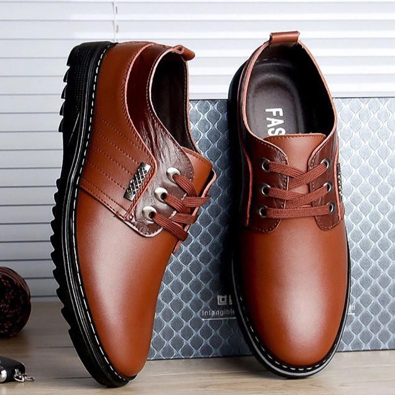 Men's Breathable Leather Shoes Korean Version of The Increase In The Young British Pointed Business Suits Men's Leather Shoes