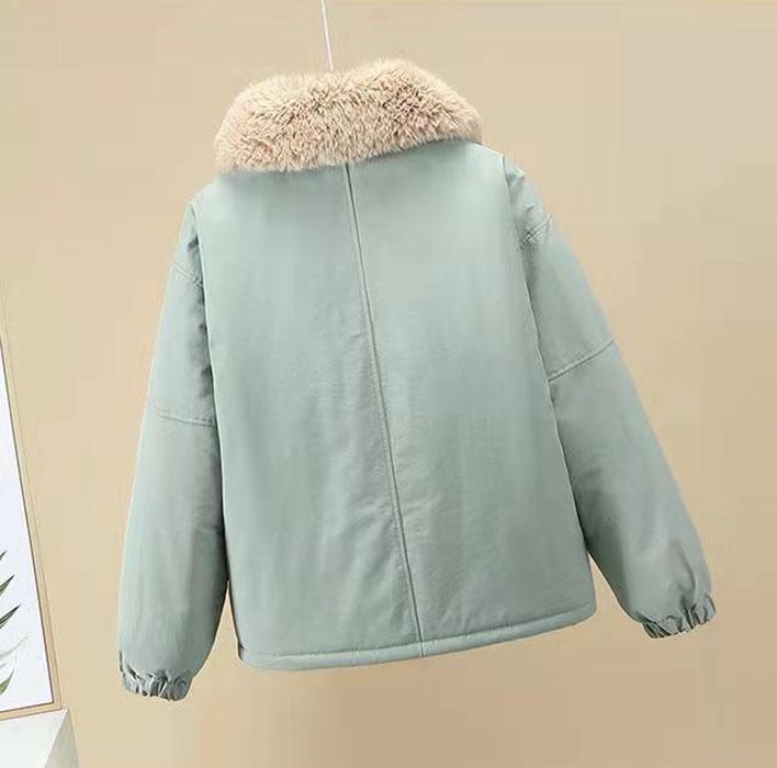 Winter Short Thickened Windproof Cold Warmth Loose Loose with Fur Collar Casual Self-cultivation Overcoming Ladies Jacket