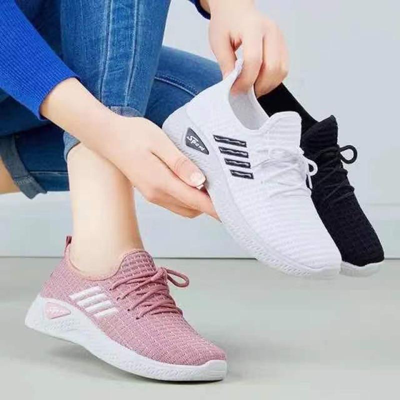 Sports Shoes Women's Breathable Flying Woven Sneakers Hollow All-match Mesh Running Sneakers