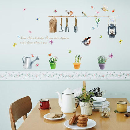 Gardening bird butterfly Garden fresh air porch cabinet TV background decorative wall stickers