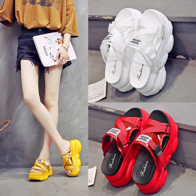 Platform Wedges Shoes Women Slippers Luxury Open Peep Toes Summer Shoes  transparent  Slippers Women Slides Wedge Sandals