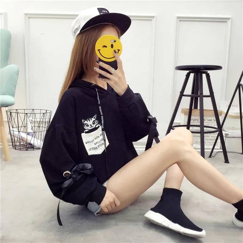 Hooded jacket autumn and winter cotton sweater ladies sweatshirt trend wild large size long sleeve