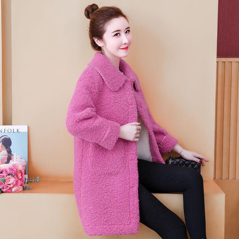 Lamb wool women's padded jacket winter mid-length loose faux fur woolen women's coat