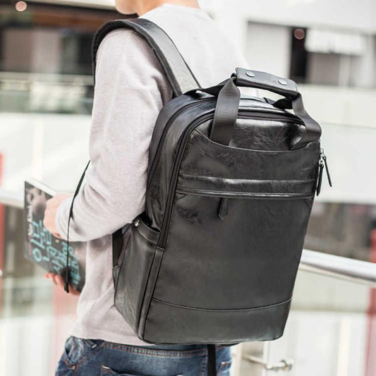 Leather Backpack Men's Casual Backpack & Travel Bags Western College Bookbag Laptop Computer Bag