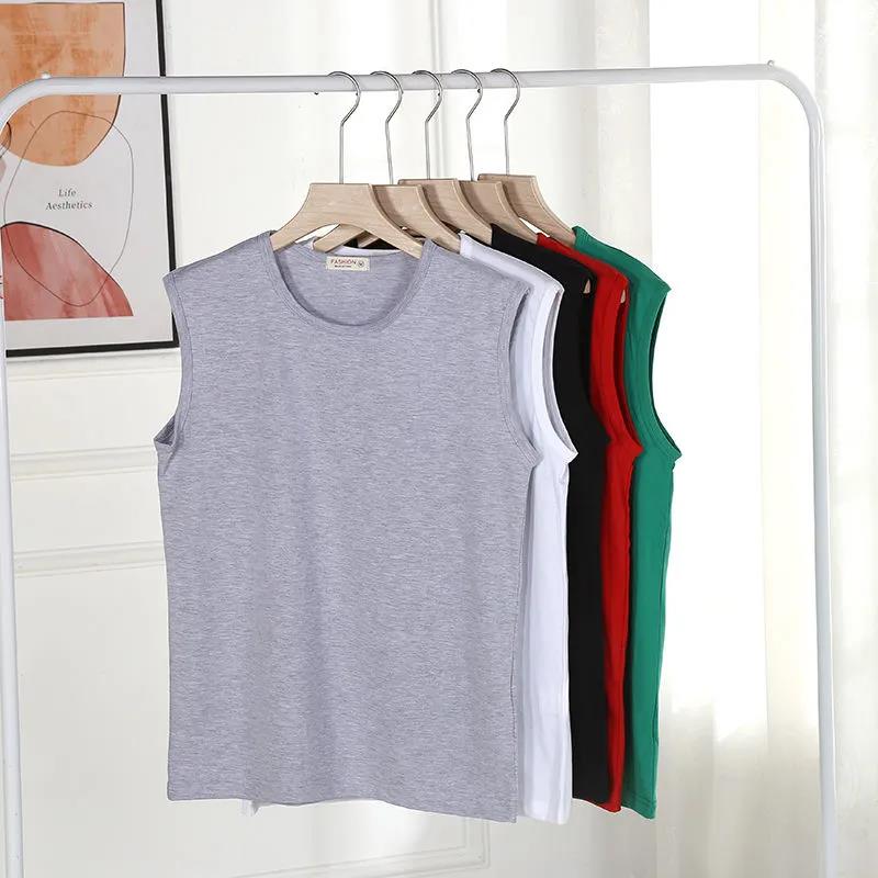 Sleeveless T-shirt Men's Large Size Basketball Vest Sports Short Sleeve Fitness Singlet Sling Pure Color Sleeveless Top