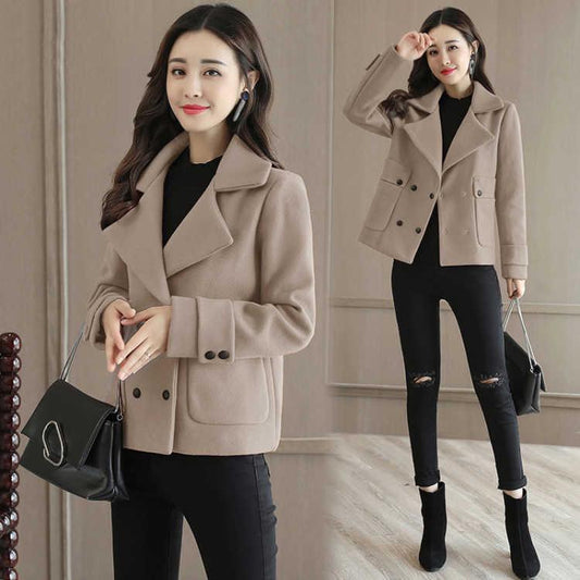 Long Sleeve Warm Jacket Large size Woolen coat Autumn Winter Large Size Woman's clothing