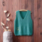 Spring, Autumn and Winter Clothes V-neck Knitted Vest Women's Sleeveless Sweater Vest Outer Wear Waistcoat Waistcoat Jacket