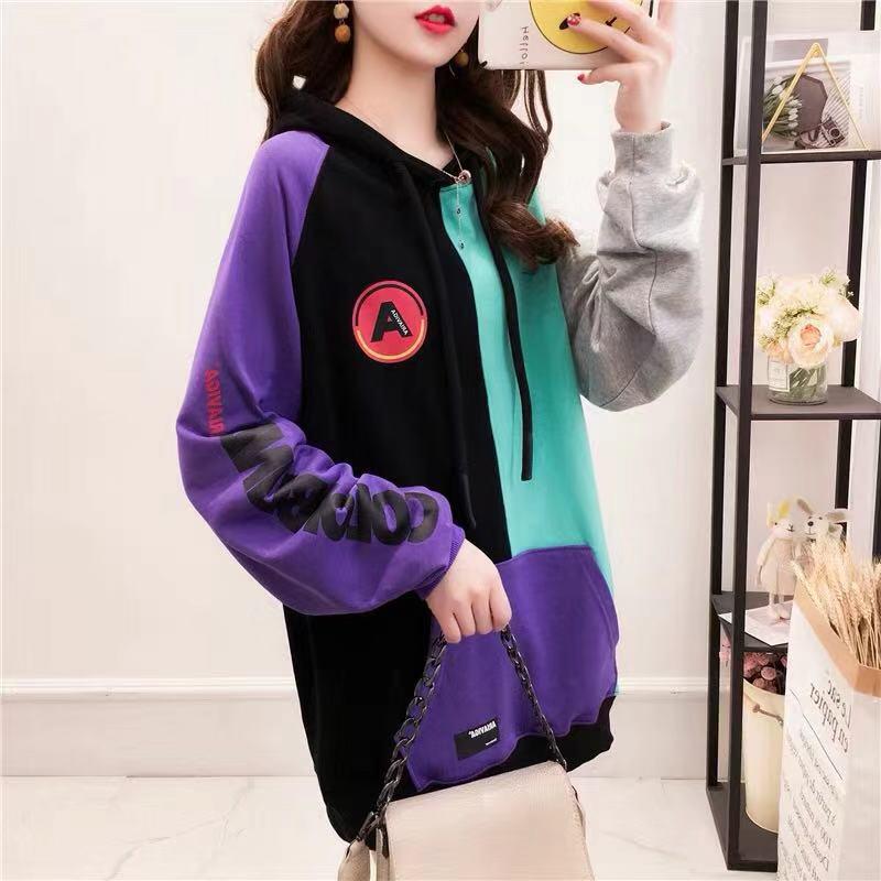 Hooded Top Spring and Autumn Sweater Women's Cotton Sweatshirt Wild Large Size Long Sleeve Warm