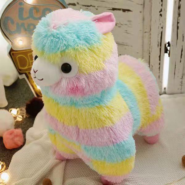 Cute 25cm Rainbow Alpaca Doll Soft Plush Stuffed Llama Animal Toy Kids Baby Gifts