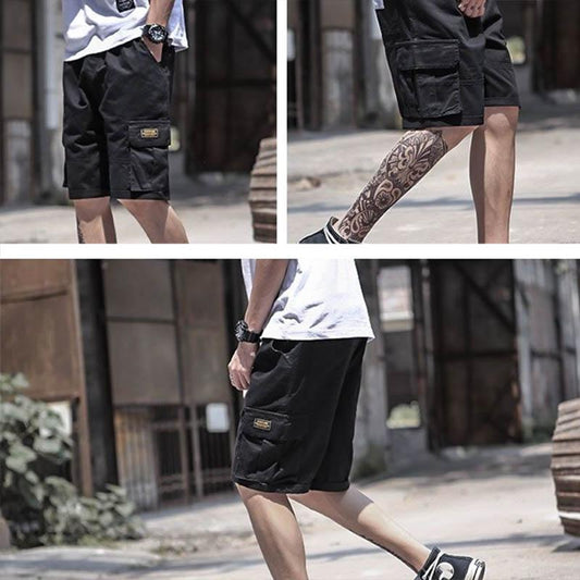 Summer Overalls Shorts Men's Korean Version of The Trend Loose All-match Sports and Leisure Five-point Pants Straight Pants