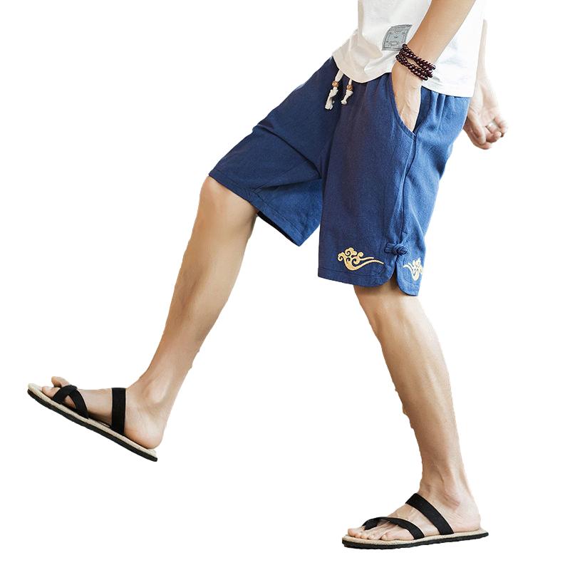 Summer Men's Shorts Loose Wild Five-point Pants Large Size Casual Pants Chinese Style Wide-leg Beach Pants Men