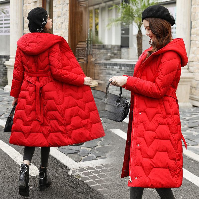 Winter Fashion Trend Slim Women Mid-length Korean Style Hooded Thick Warm Padded Jacket