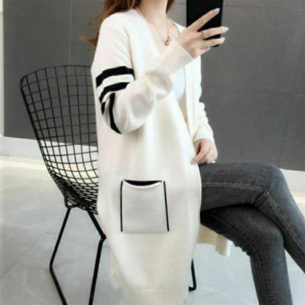 Spring and Autumn Loose Casual Sweater Mid-length Knitted Outer Wear Top Fashion All-match Female Jacket