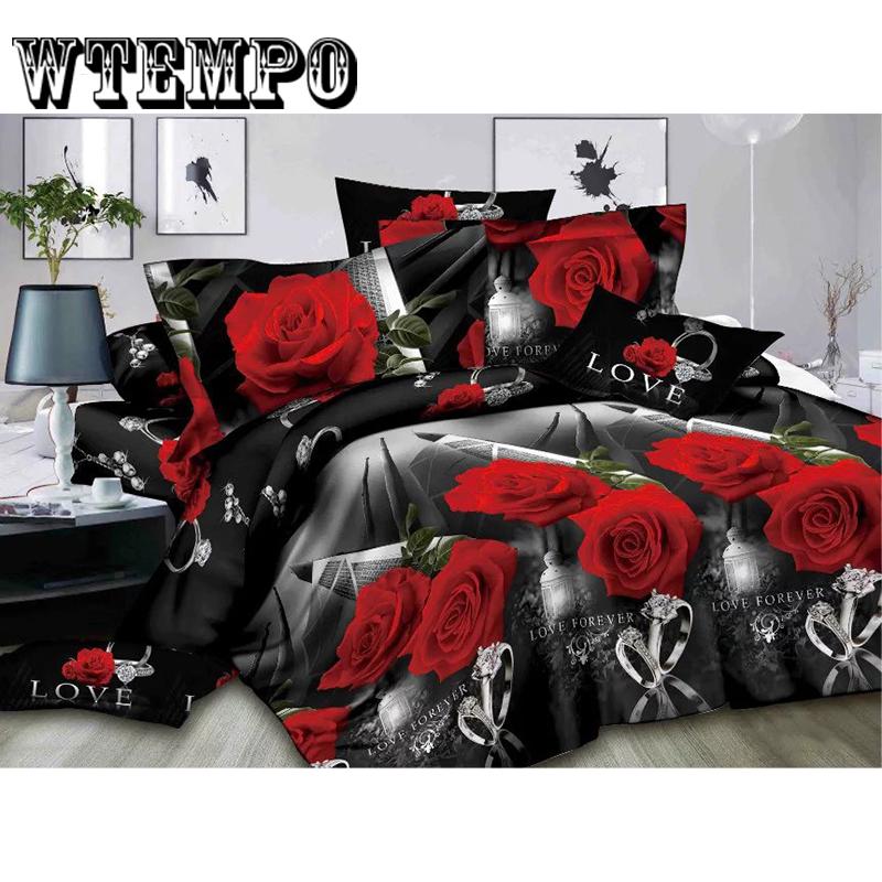 Duvet Cover Set 3D Oil Painting Bed In A Bag 4pcs Bedding Sets Flat Bed Sheet Comforter Duvet