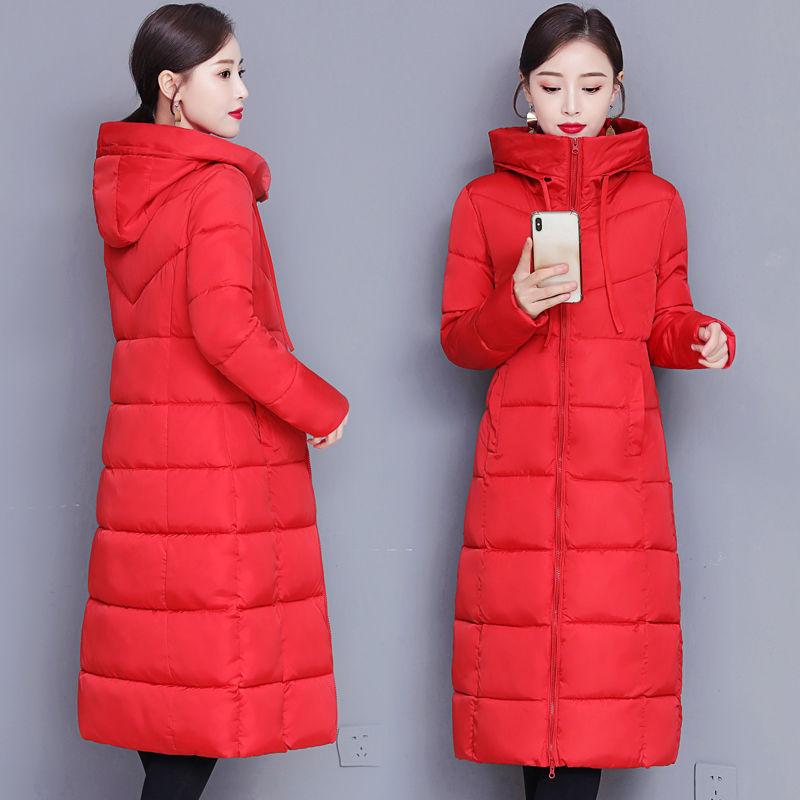 Ladies Down Hooded Cotton Jacket Winter Fashion Plus Velvet Thickening Warm Cotton Jacket Long Plus Size Slim Jacket