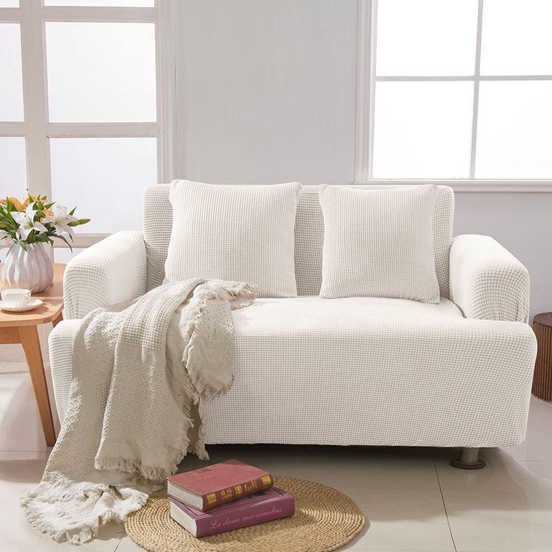 Elastic Jacquard Fabric Sofa Cover Solid Color Slipcover All-inclusive Couch Cover Sofa Towel Sofa Covers Living Room 1PC