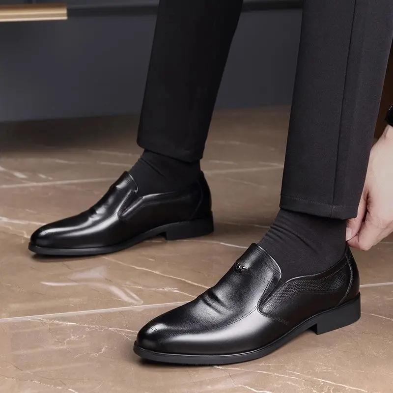 Men's Business Formal Leather Shoes Low-top Casual Shoes Summer Breathable British Shoes Dad Leather Shoes