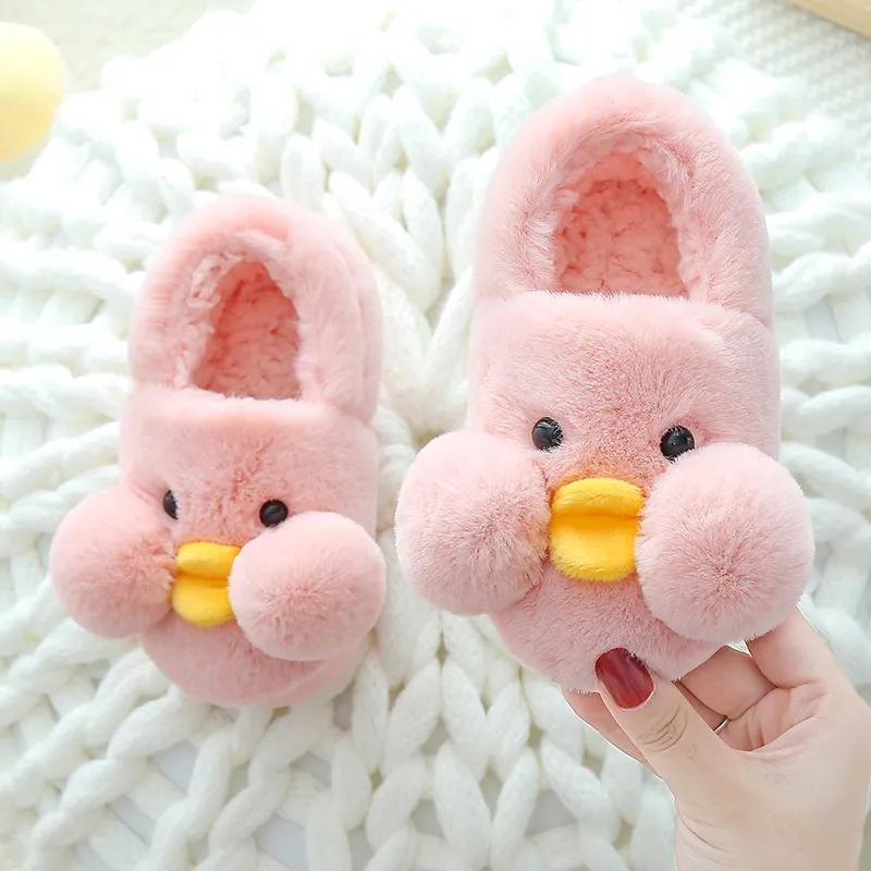 Winter Slippers for Girls Boys Winter Warm Shoes Cute Cartoon Duck Indoor Home Slippers House Bedroom Kids Baby Childrens Sliders Floor Shoes