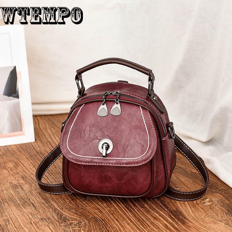 Women Backpack Leather School Bags for Teenager  Female Preppy Style Small Backpack