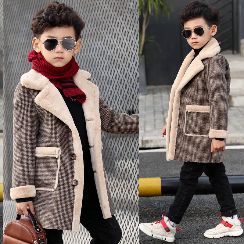 Boys Coats Autumn Winter Fashion Children's Plus Velvet Warming Cotton Fleece Jacket