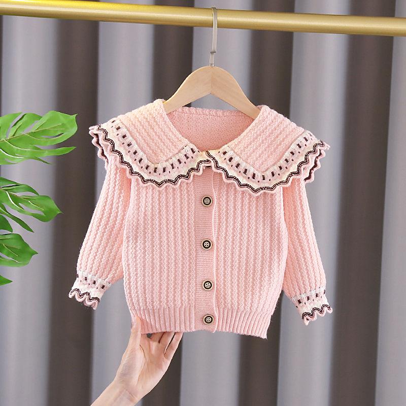 Sweaters Girls' Jacket 2021 Autumn Baby Girl Sweater Knitted Cardigan Spring and Autumn Korean Version