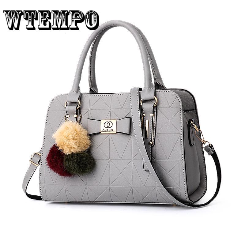 Women's Handbag Fashion Large Capacity Women Shoulder Bag with Hairball Ornaments