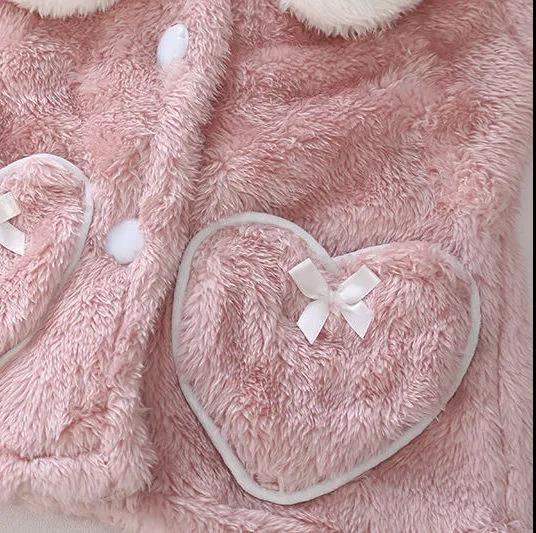 Autumn and Winter Children's Flannel Pajamas Girls Coral Velvet Cute Super Cute Set Baby Middle and Big Children's Girls' Home Clothes