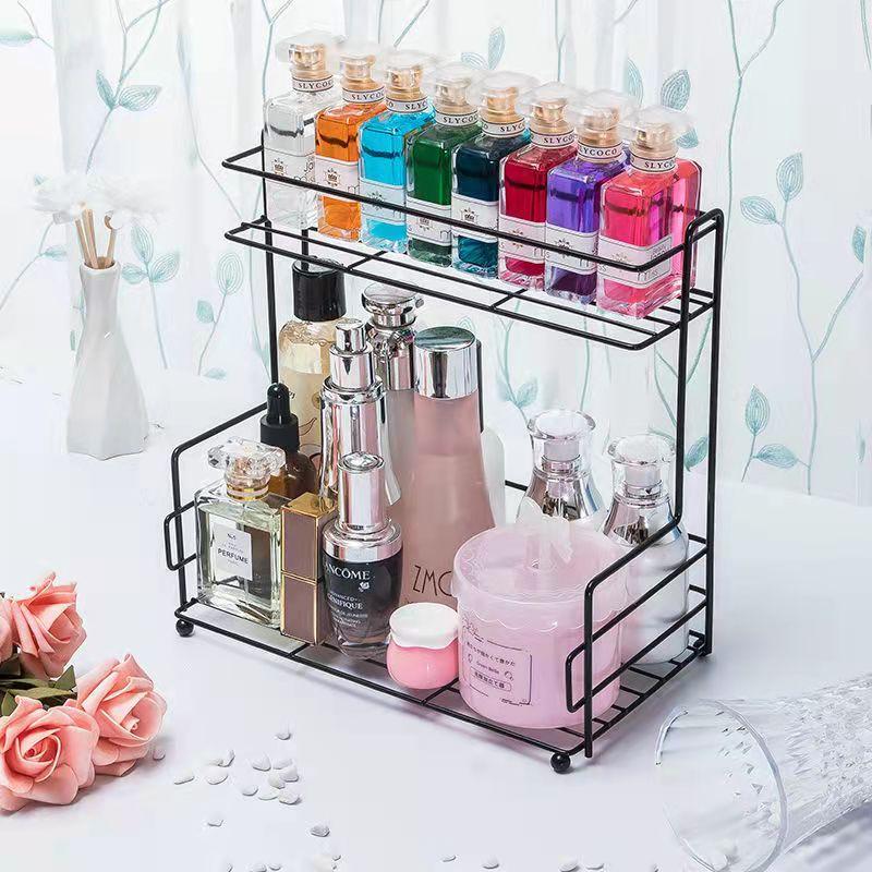 Desktop Bathroom Cosmetic Storage Rack Dormitory Office Storage Double-layer Finishing Rack Kitchen Spice Rack Organizer Study Room Rack