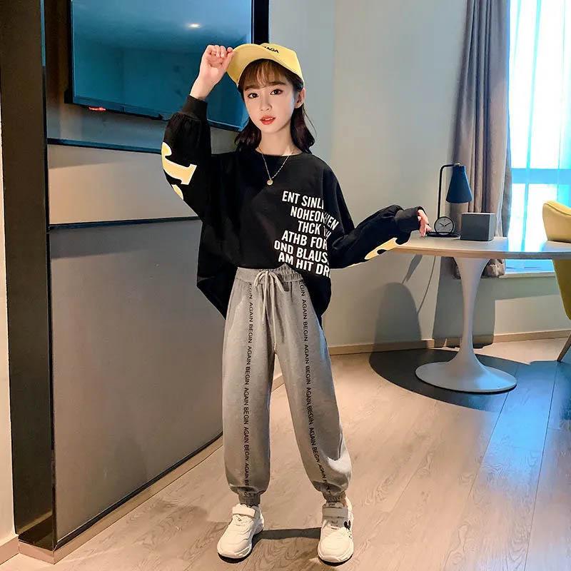 Cotton Soft Comfortable and Breathable Skin-friendly Girls Spring and Autumn Suits Korean Version Loose Sports Children's Two-piece Suit