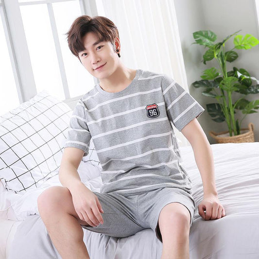 Summer Men's Pajamas Cotton Plus Size Summer Homewear Short Sleeve Youth Thin Half Sleeve